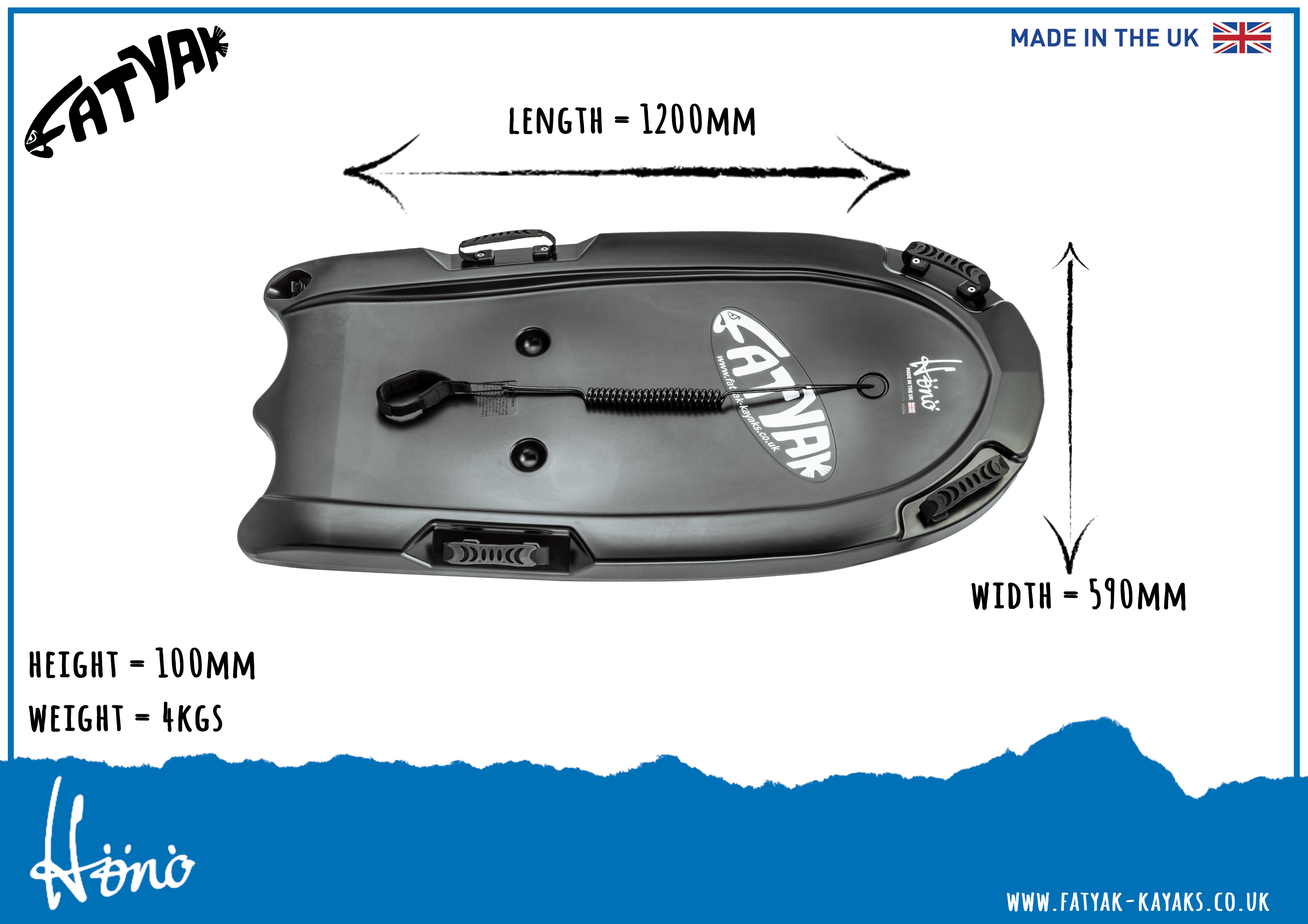 Hönö Eco Bodyboard | 100% Ocean Plastic | Black | Wave Ready