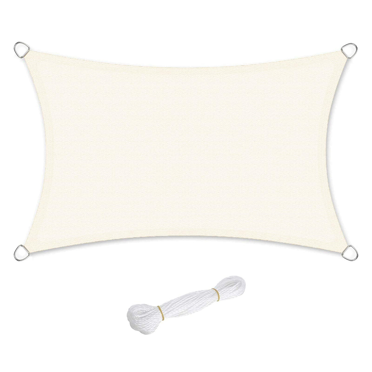 SONGMICS Shade Sail 2.5 x 5 m, HDPE Sun Protection Fabric, Breathable, Water-Permeable, Terrace, Garden, Balcony, Camping, Rectangular, Concave, Beige