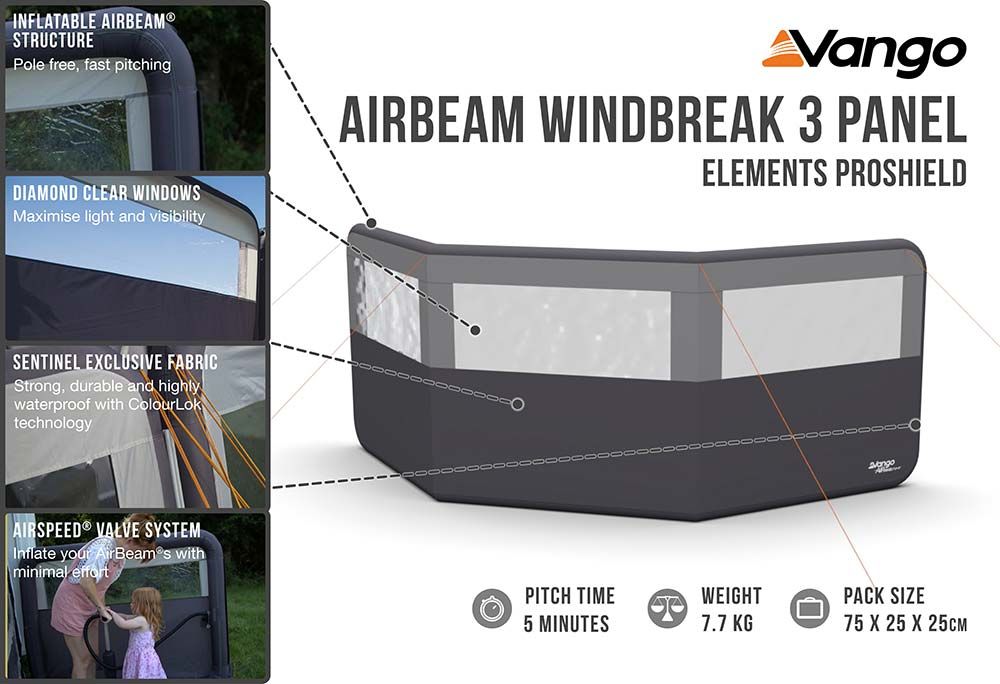 Vango Airbeam Windbreak 3 Panel (Elements Proshield)