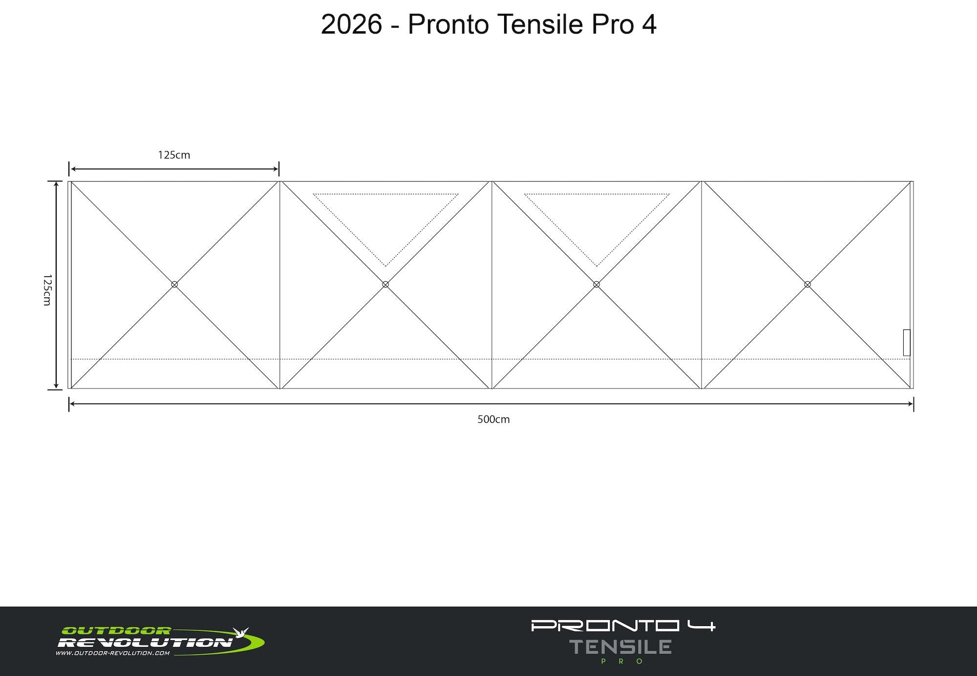 Outdoor Revolution Pronto Tensile Pro 4 Window  Windbreak (500 x 125cm)